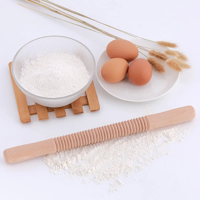 YOMDID Creative Rolling Pin With Screw Thread Design Wooden Embossing Roller Threaded Decoration Pastry Kitchen Baking Supplies