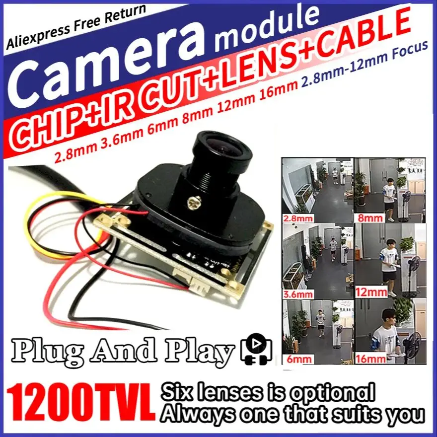 

Real 1200TVL HD Color 1/4CMOS Analog 960H cvbs Finished Monitor cctv mini chip module complete 2.8mm lens ircut cable a full set