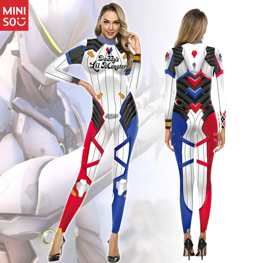 

Miniso 2025 New 3D Digital Printing Cos Suit Jumpsuit Party Performance Suit Women's Clothing