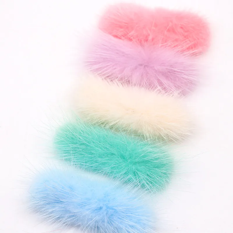 5pc Bows Pompom balls 3x7cm Real Mink Fur Soft Pompon Bowknot Diy Pompoms Hair Keychain Decor Garment Crafts Sewing Supplies