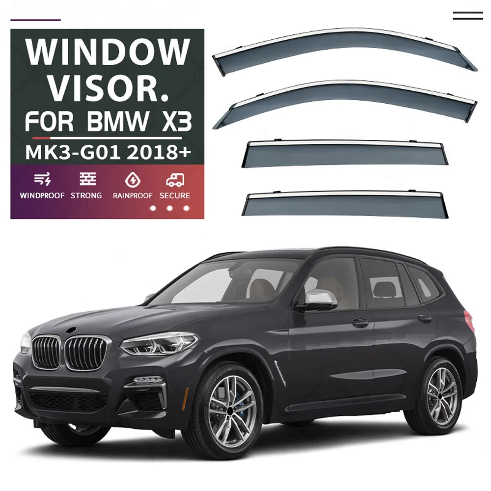 

Chrome Strips Rain Guards for BMW X3 G01 2017-2022 Window Visor Wind Deflectors Door Visor Vent Shades Ventvisor