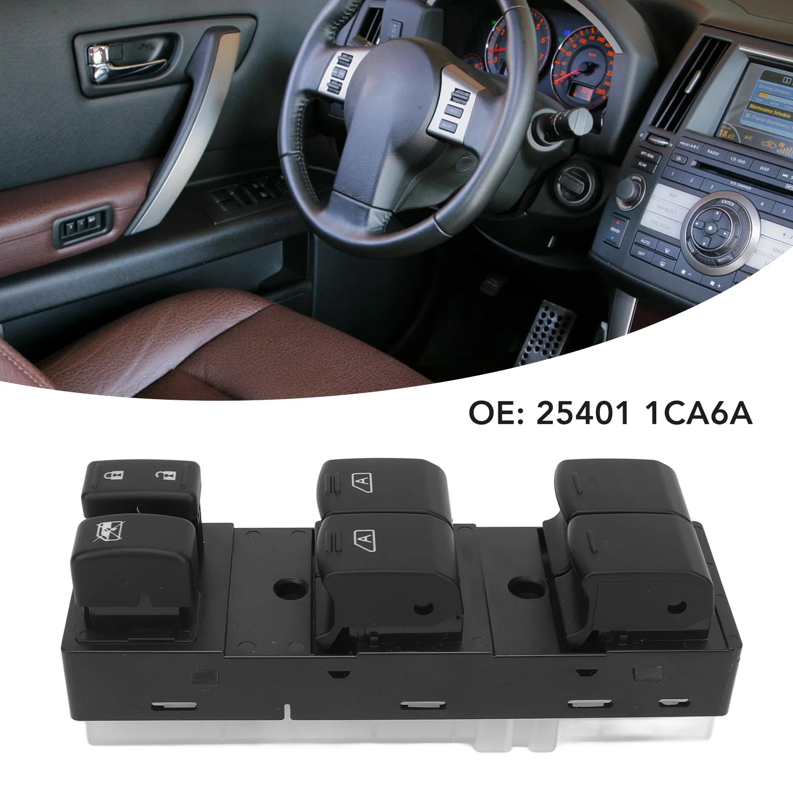 Power Window Switches 25401 1CA6A Window Button Glass Lift Switch Replacement for Infiniti FX35 FX37 FX50 QX70