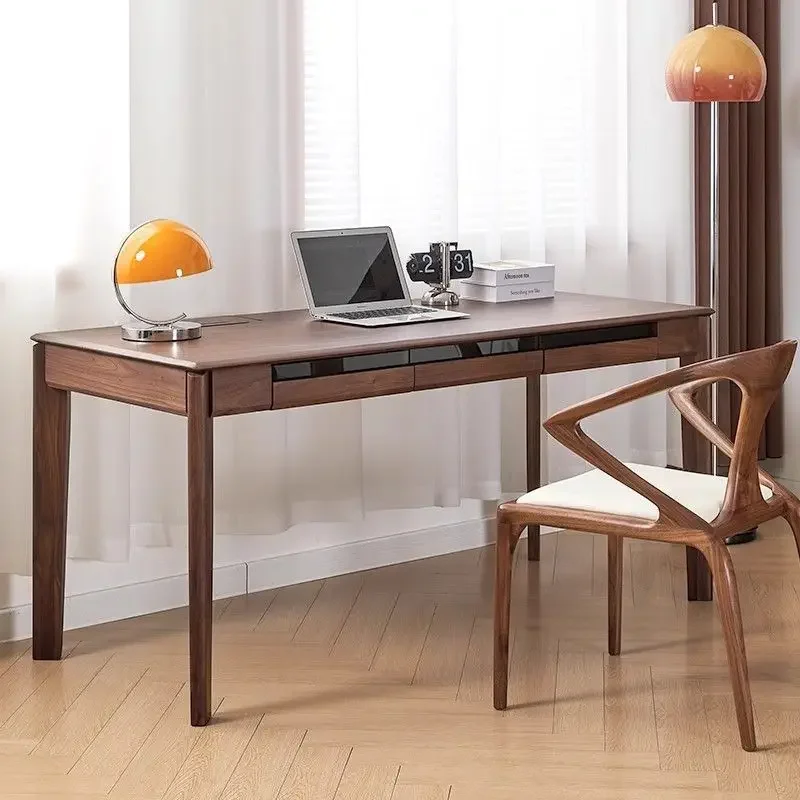 Black walnut desk Nordic simple all-solid wood computer desk Cherry wood double bedroom study table