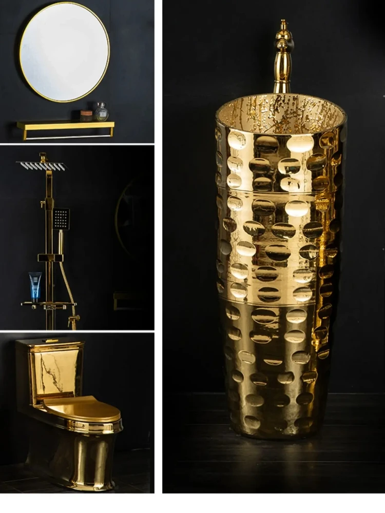 A New arrrive European luxury golden bar club column integrated floor-to-ceiling wash basin