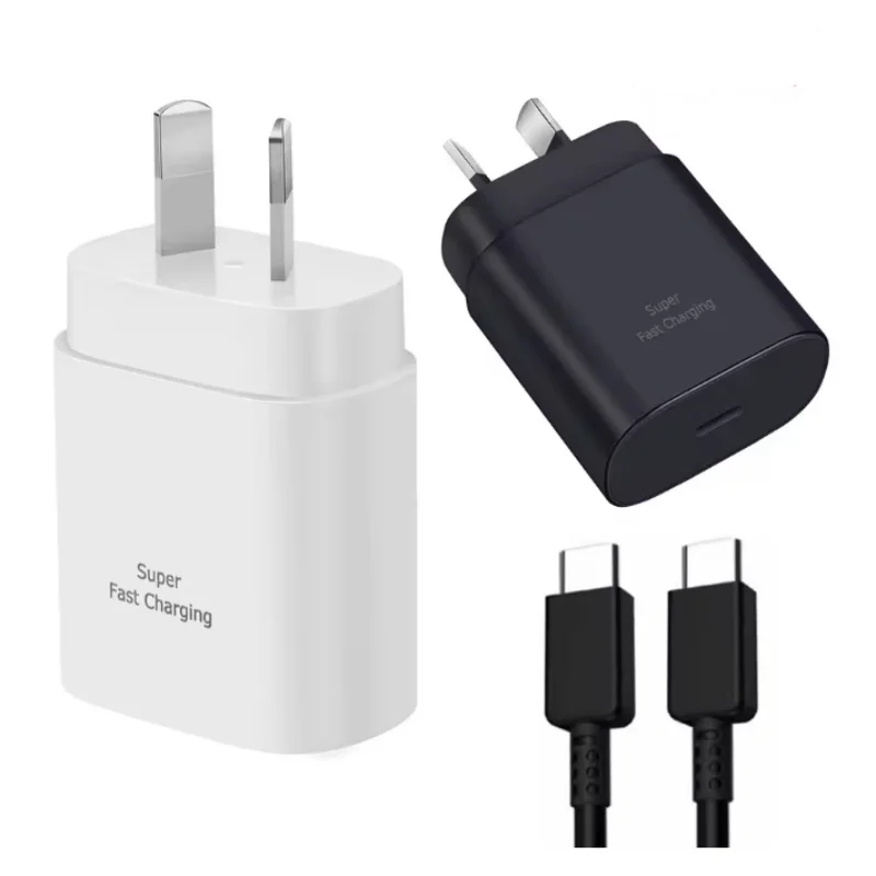 AU Plug For Samsung Note 20 S23  A55 25W Charger Super Fast Charge Usb Type C Pd PPS Quick Charging 1M Cable