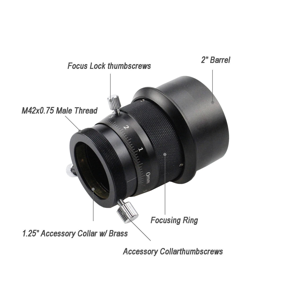 

High Precision 1.25" Double Helical Focuser 2" Adapter for Telescope / Finder & Guide Scope w/ Brass Compression Ring LD2071C