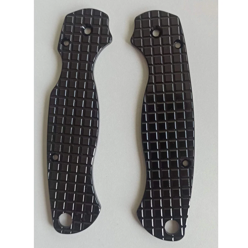 padrao quadriculado aluminio liga material handle escalas brilhantes para spyderco c81 para facas dobraveis preto par 01