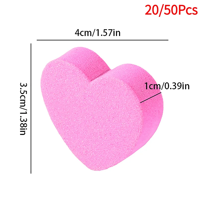 20/50Pcs Heart Shape Sponge Nail File Double Side Buffer Buffing Sanding Nail Pedicure Tool Gel Polish Manicure Nail Accessorie
