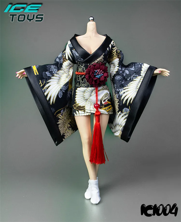 ICE TOYS IC1004 1/6 Printing Japanese Kimono Bathrobe with Girdle Accessory Long/Short Style for 12 inches Action Figure