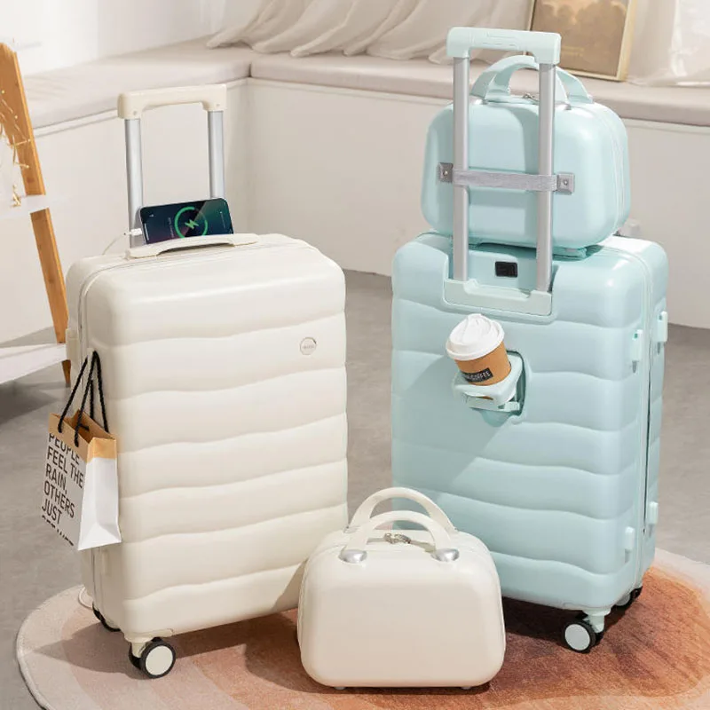 New luggage trolley box female students lightweight small 20 inch boarding box durable and strong universal wheel combination su