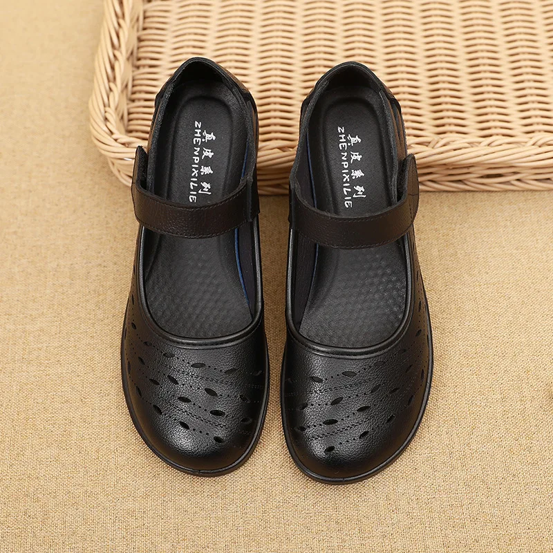 Mary Jane Shoes For Women With Hollow Out Design Adjustable Strap Round Toe Non Slip Flat Sole Comfortable Casual Summer Outdoor