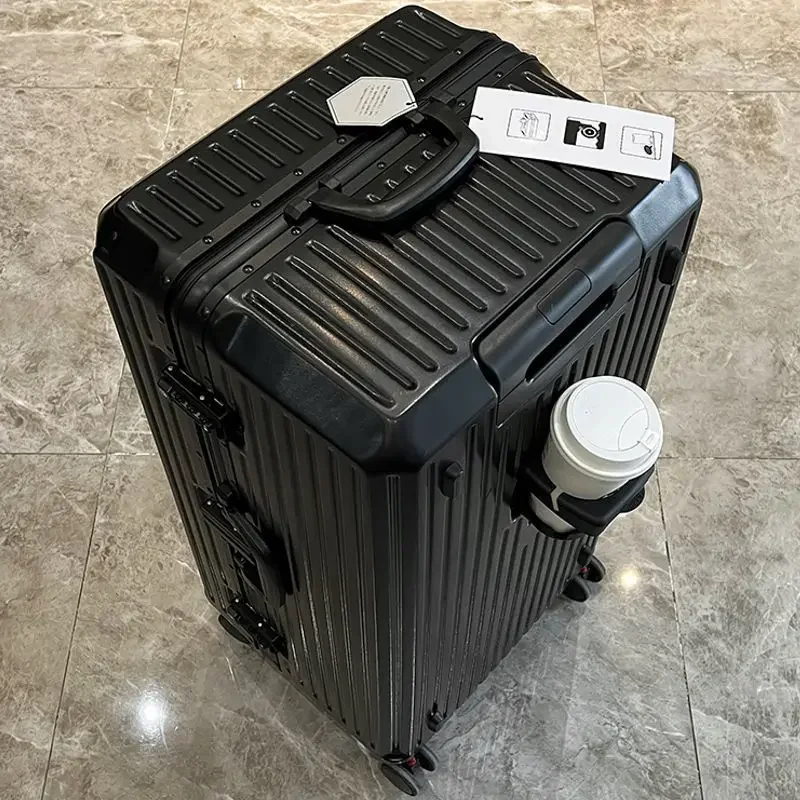 Large Capacity Travel Luggage Aluminum frame Suit pull rod 24/28/32 " with Cup Holder Travel Combination box