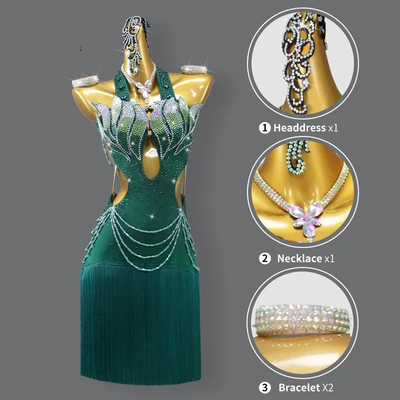 2024 New Latin Dance Suit Dancewear Woman Elegant Skirt Stage Performance Outfit for Competition Dress Female Ball Dress Costume