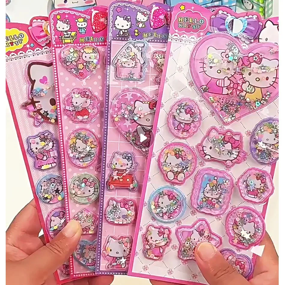 

**Sanrio 3D Three-dimensional Water Shaking Flashing Refrigerator Hello Kitty Laptop Phone Case Guitar Cute Children's Stickers