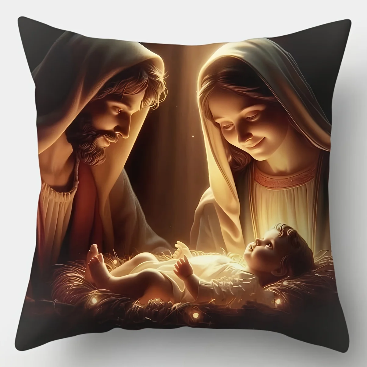 4pcs Christmas Nativity Scene Pillow Cover, Religious Holy Family & Baby Jesus for Home Decor, Perfect Xmas Gifts