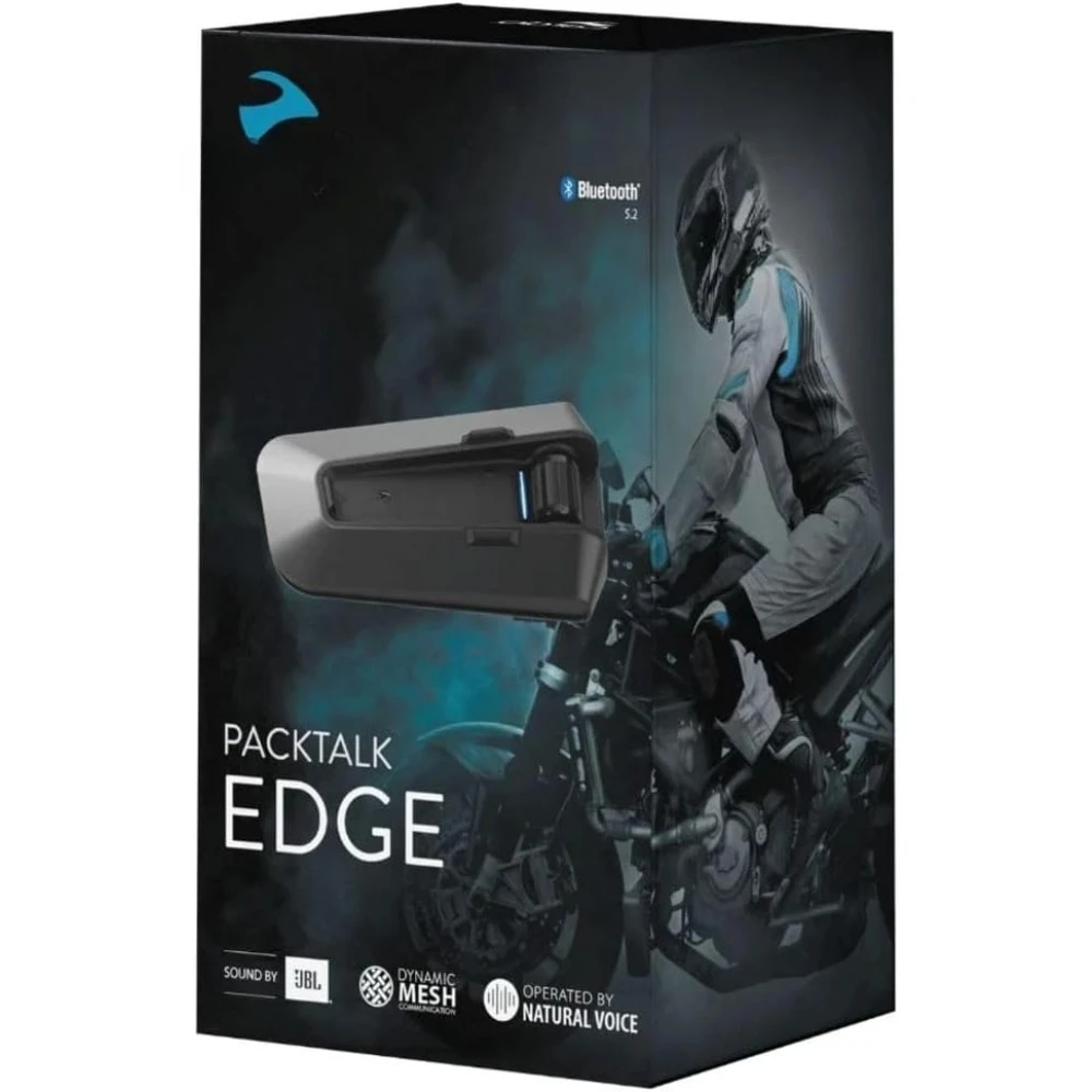 PACKTALK Edge Motorcycle Bluetooth Communication System Headset Intercom - Dual Pack, Black