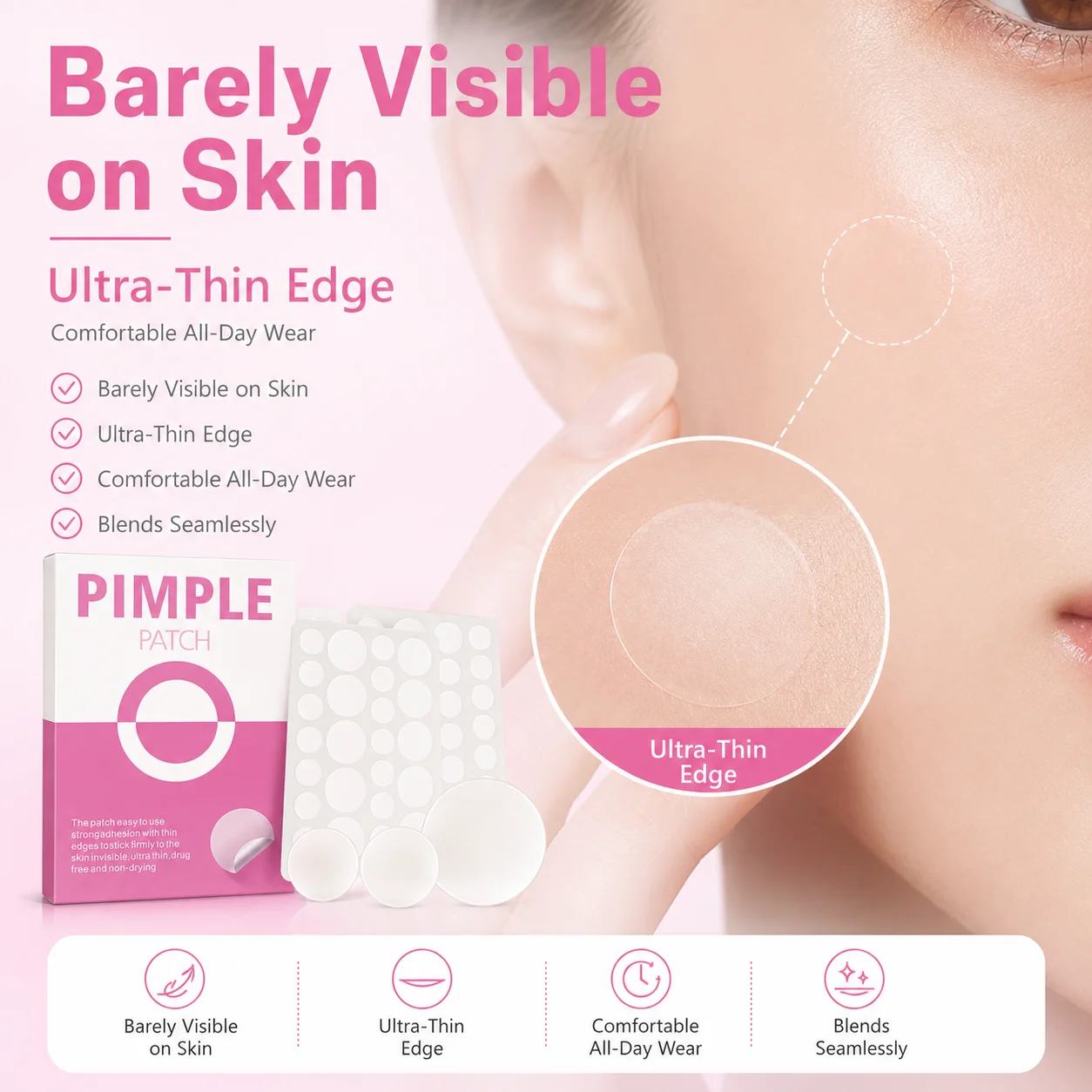 72PCS Acne Patches White Round Dot Hydrocolloid Face Spot Cover Stickers Invisible Skin Patches for Daily Skin Care image 5