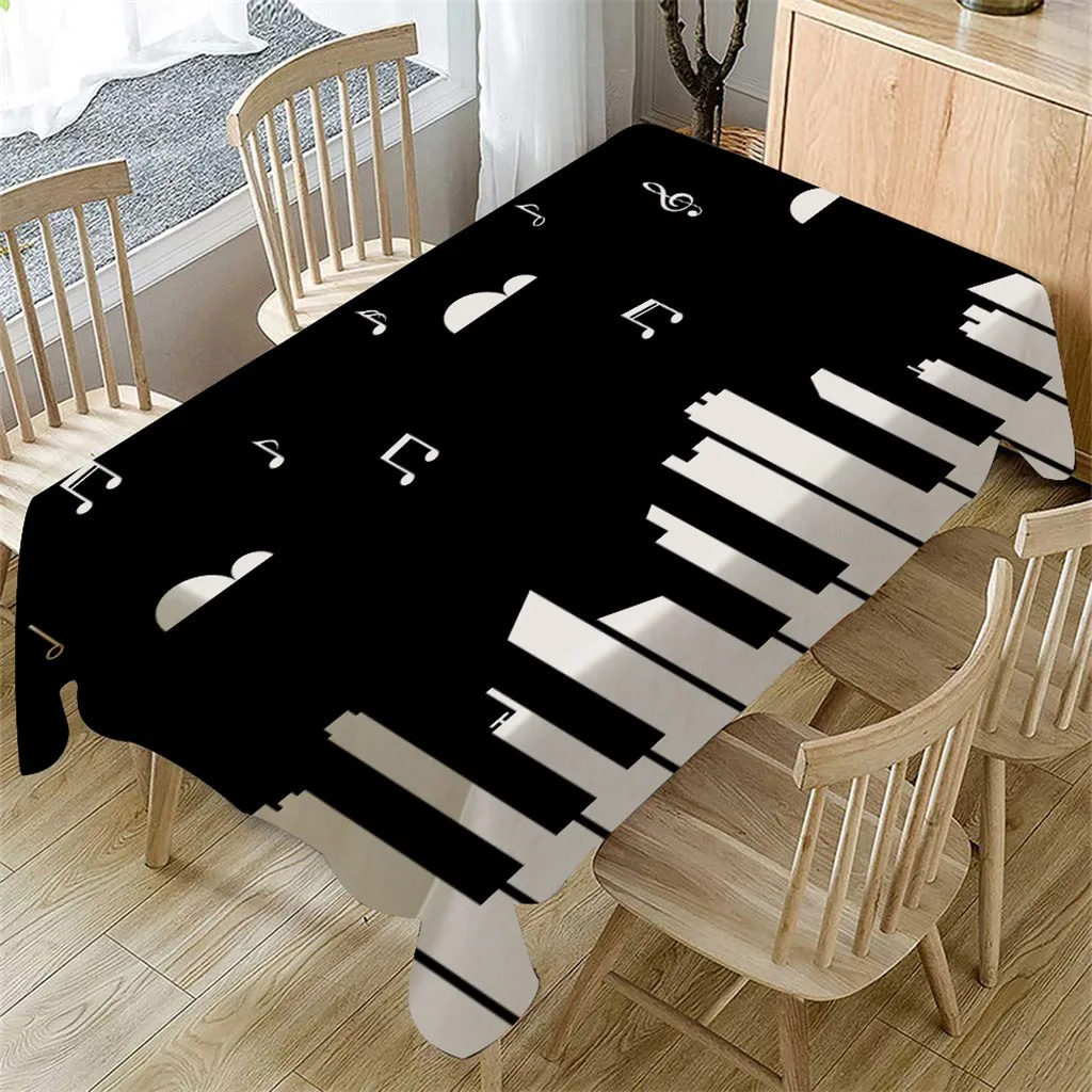 Piano Music Pattern Rectangular Tablecloth Dining Table Coffee Table Home Decoration Tablecloth Linen Anti-Stain Tablecloth