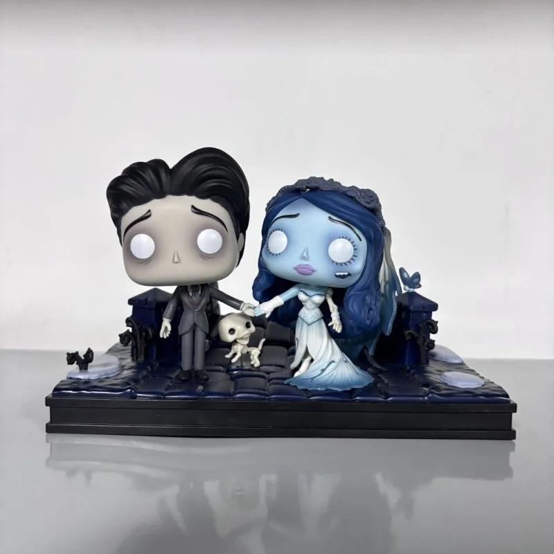 Conjunto de figuras de vinilo de novia gótica de dibujos animados y Victor, exhibición de escena de Halloween con muñecos de personajes, regalo coleccionable para decoración del hogar