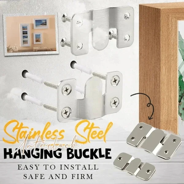 5 Set Stainless Steel Interlock Hanging Buckle Flush Mount Bracket Furniture Connector Wall Picture Frame Hanger Display Hooks