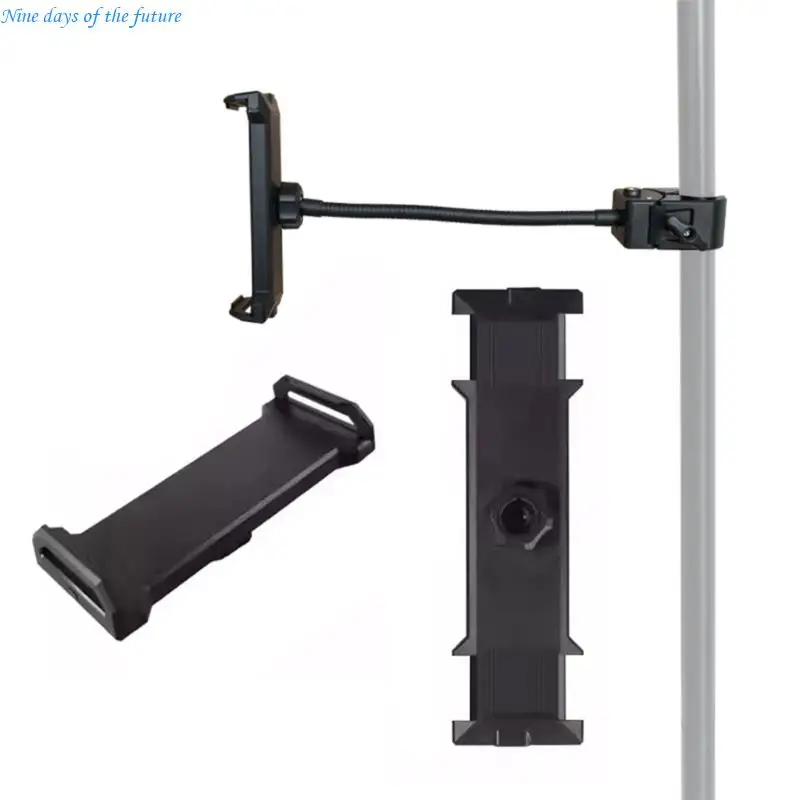 Adjustable Tablet Holder Mic Stand Phone Holder For 5-13Inch Devices Clamps On 10-50mm Tubes With Flexible Positioning E65A