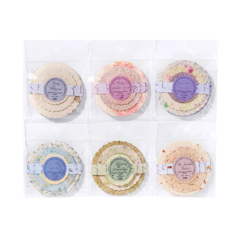 24sets/lot Memo Pads Material Paper Circular paper between papers Junk Journal Scrapbooking  Background Decoration stationery