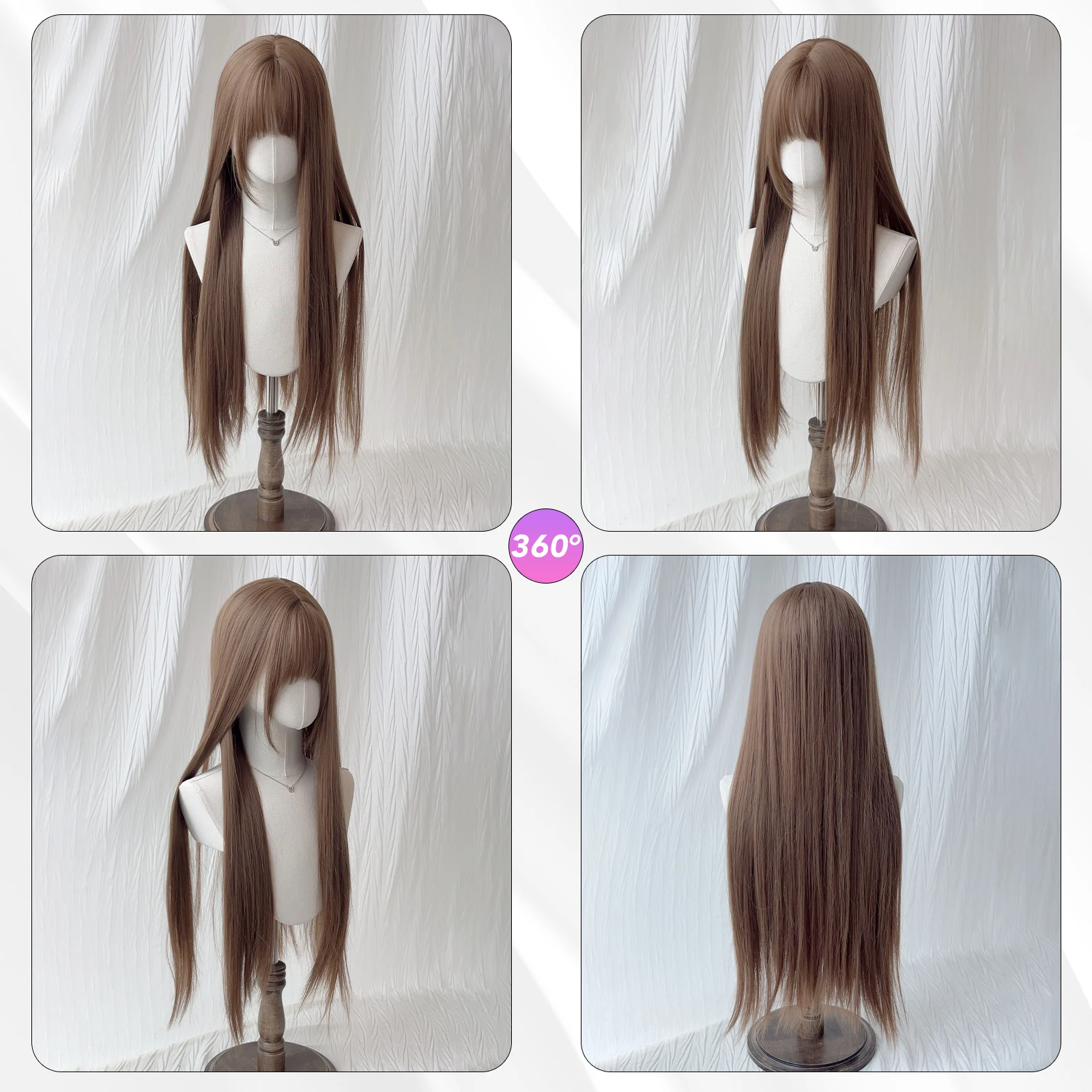 MEISU 32 بوصة مستقيم الانفجارات شعر مستعار الألياف الاصطناعية الطبقات الشعر مقاومة للحرارة الطبيعية السلس تمديد الشعر Selfie الطرف #4