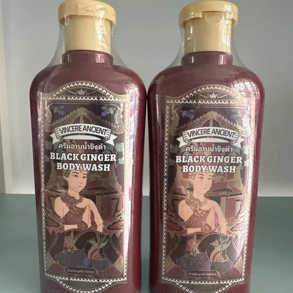400ml Authentic Thai Black Ginger Shower Gel, Vincere Nourishing & Invigorating Body Wash, Deep Moisturizing & Softening