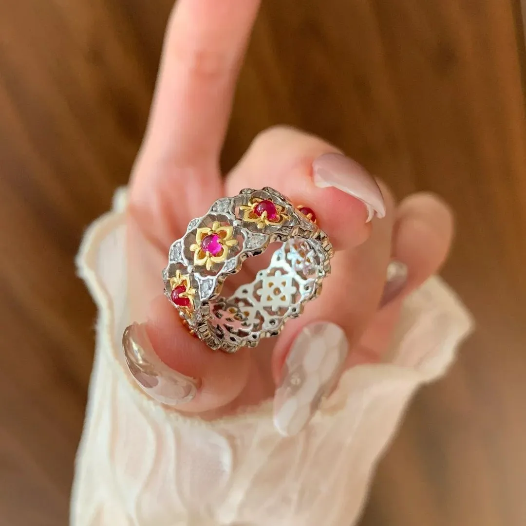 Exquisite Upscale Hollow-out Design Silver Color Resizable Rings Inlaid AAA Zircon Vintage Finger Accessories Jewelry for Women