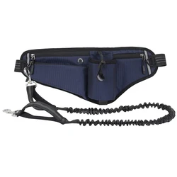 Waist Bag Traction Rope Set Waterproof Nylon Outdoor Sports Dog Waist Bag With Double Bungee Leash For Shock Absorption