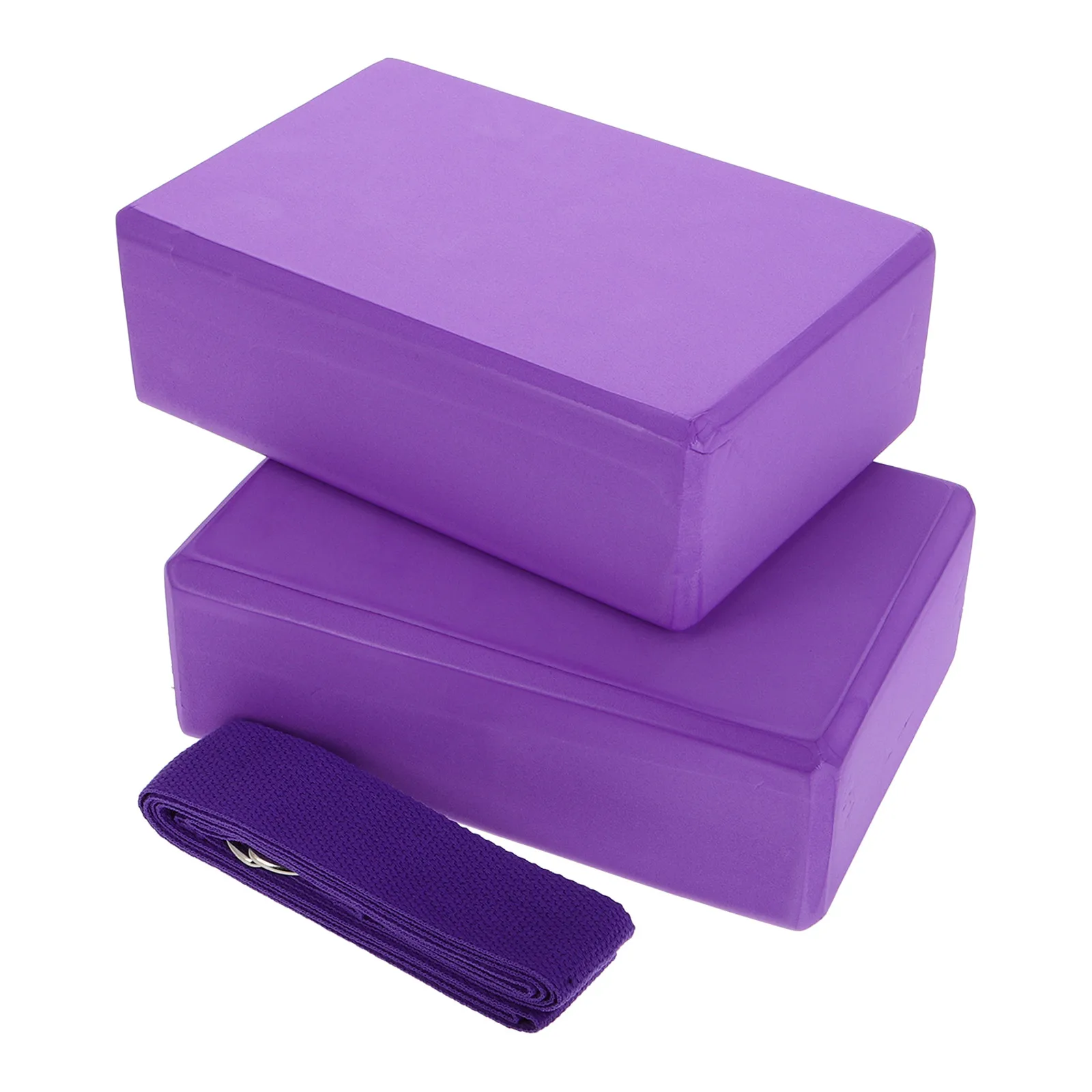 

3 Pcs Yoga Brick Stretch Belt Set Rectangular Block Three Piece Suit Purple Foam