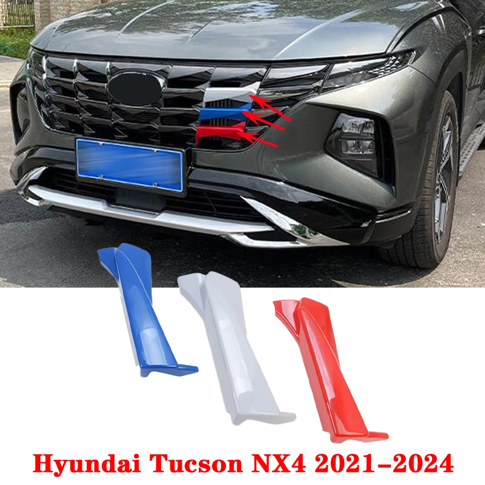 For Hyundai Tucson NX4 2021 2022 2023 2024 Front Center Bumper Insert Grille Racing Grill Cover Trim Car Styling color Sticker