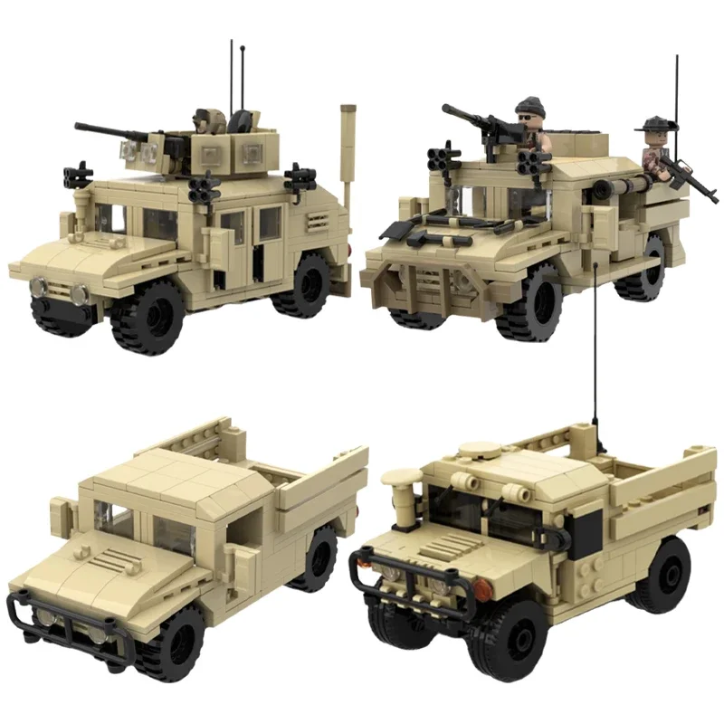 MOC Hummer Panzer Militärisches Geländefahrzeug M1114 M1025 M998 Modell-Baustein-Set Kinder-Bauspielzeug Jungen-Geburtstagsgeschenk – Detail 1