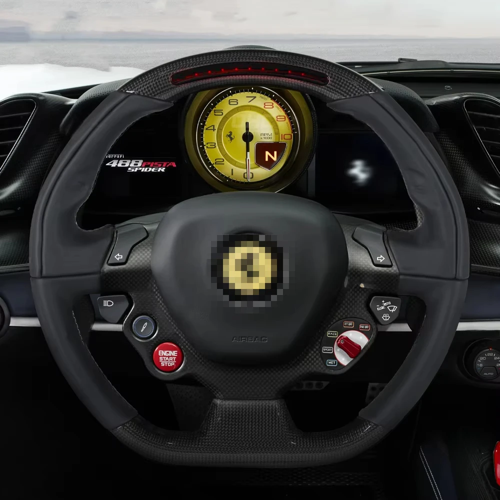 LED RPM Performance Real Carbon Fiber Steering Wheel Fit for Ferrarii 458 488 California T F12 Sergio Berlinetta