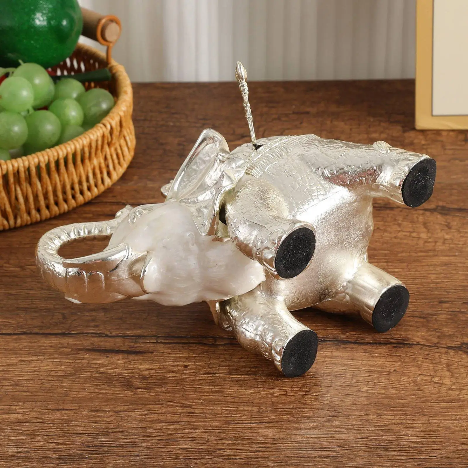 Elephant Shaped Condiment Jar Luxury Design Decorative Silver Seasoning Pot