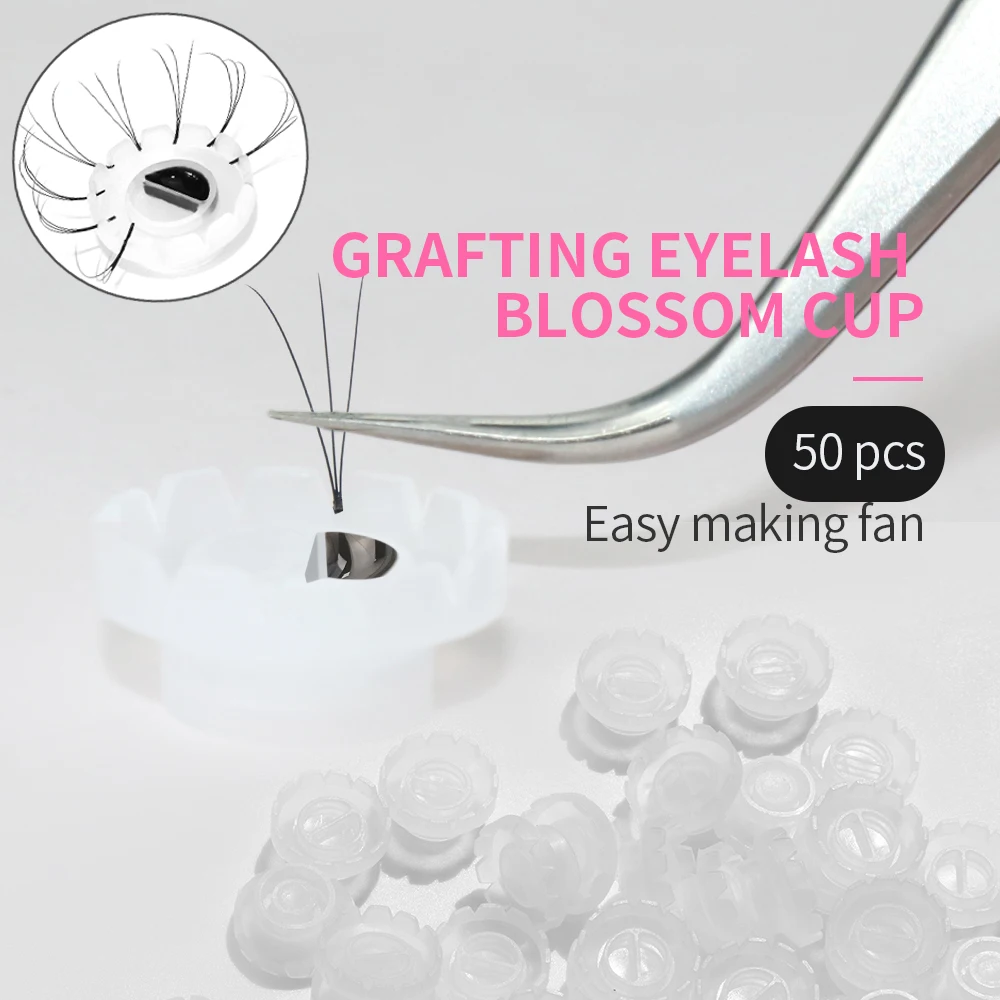 GLAMLASH 100Pcs Salon Use supporto per colla per ciglia estensione ciglia fioritura rapida Blossom Cup Ring supporto adesivo strumenti per il trucco