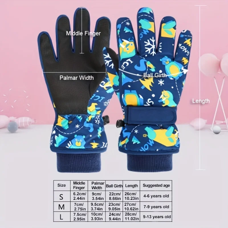 Kids Ski Gloves Winter Snowboard Snow Children Glove High Quality Boys Girl Waterproof Thicken Mittens Keep Finger Warm Glove