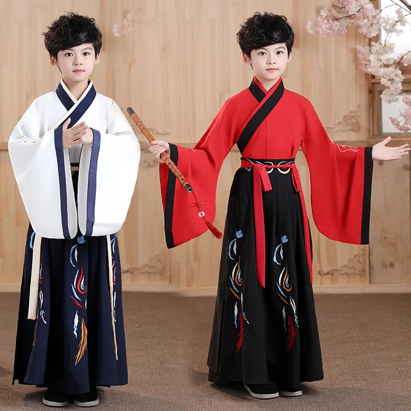 

Kids Chinese Ancient Costume Traditional Han Dynasty Stage Performance Party Clothing Folk Dance Hanfu Costumes