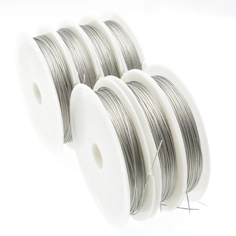 40 m/rotolo filo di acciaio inossidabile coda di tigre 0.3/0.38/0.45/0.5/0.6/0.7/0.8mm filo di perline resistente linea forte per la fabbricazione di gioielli