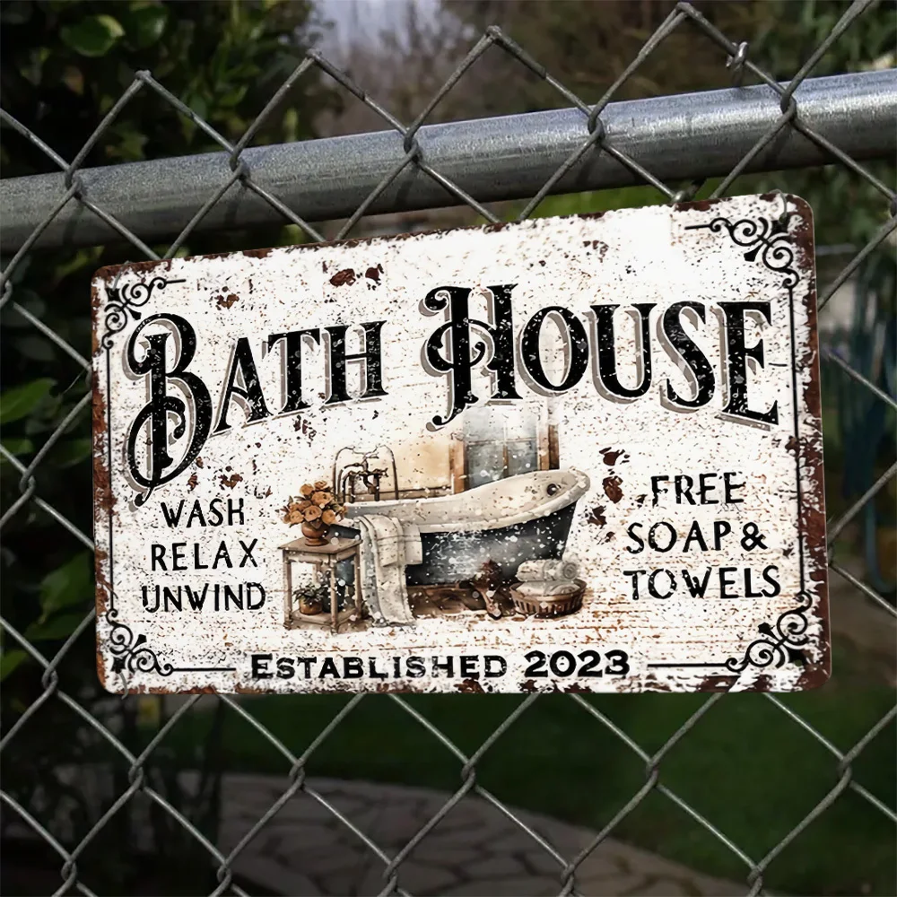 Charming Vintage Bathroom Metal Sign - 