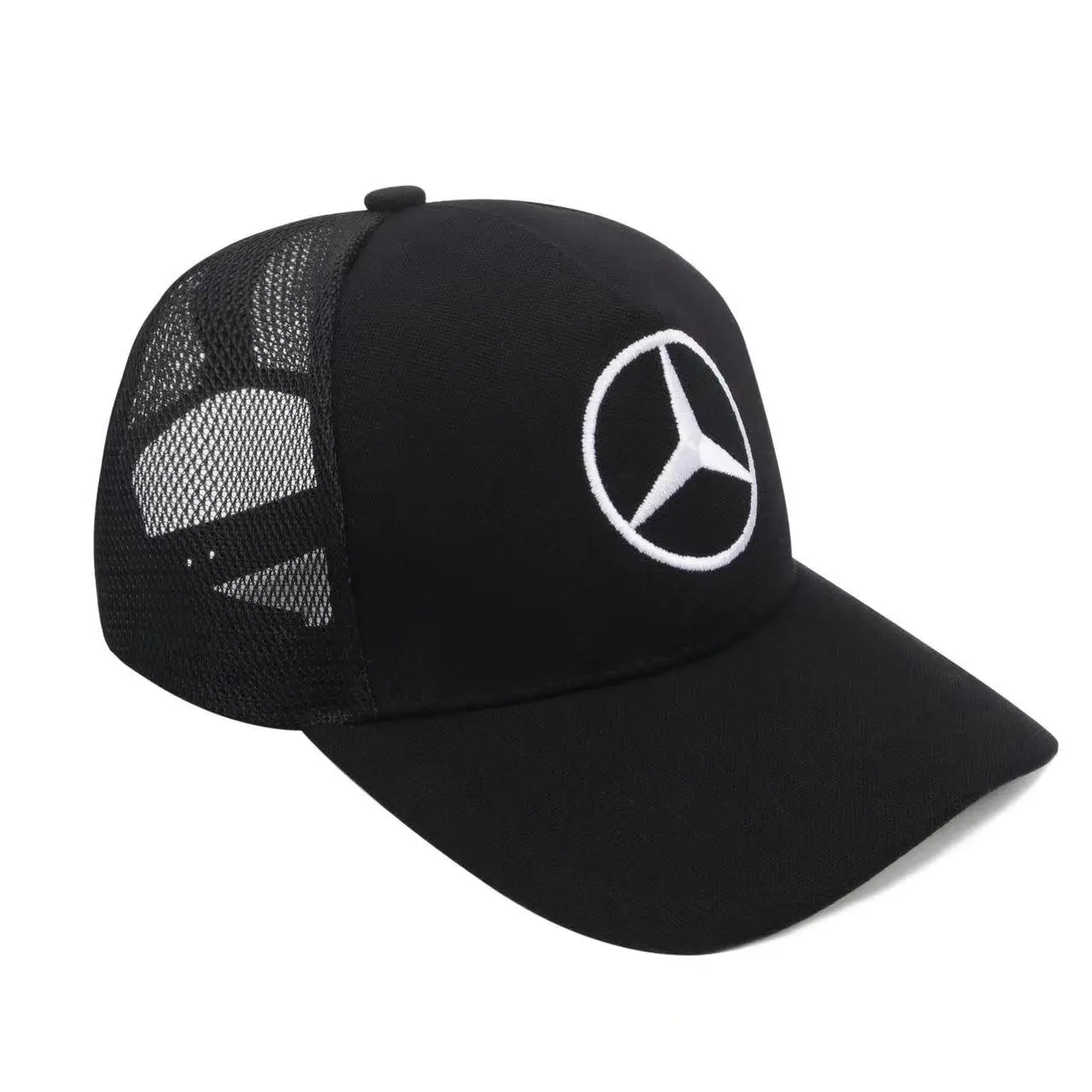 Fashion Leather Mesh Hat Snapback Trucker Outdoor Sport Running Adjustable Baseball Cap For Mercedes Benz B/C/E/S Class A GLC