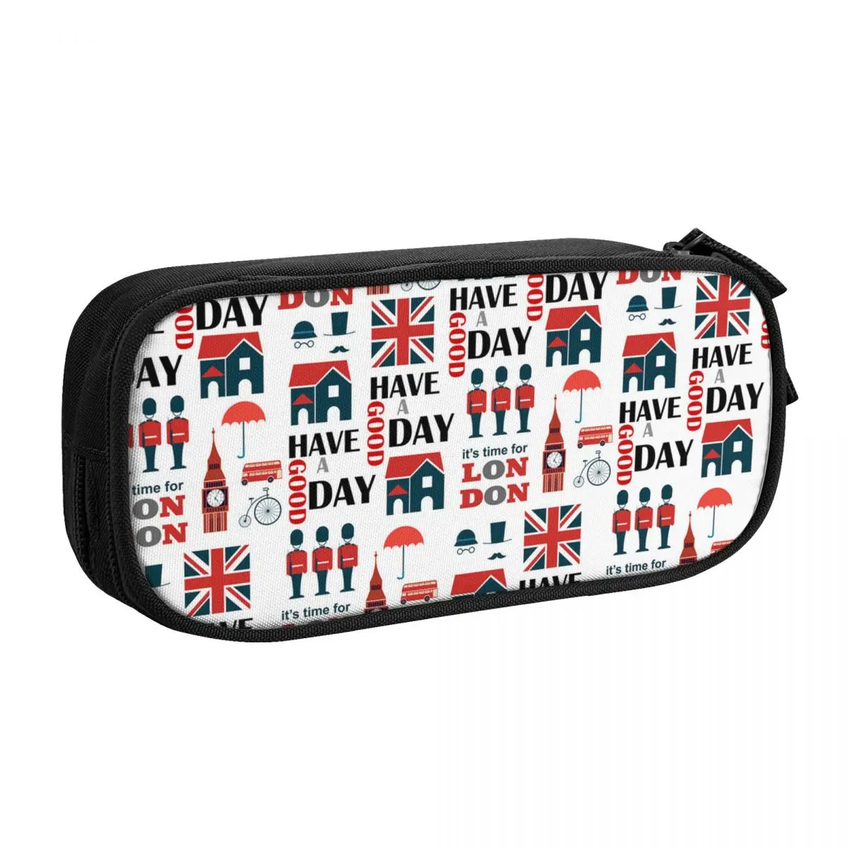 Korean Custom United Kingdom London Collage Pencil Case for UK British Pattern Large Storage Pen Bag Box School Accessories