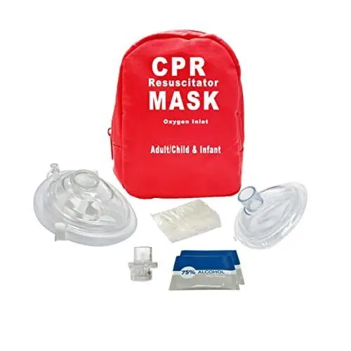 

Adult & Infant CPR SHELD Combo First Aid Kit with 2 Valves with Pair of PVC Gloves & 2 Alcohol Pads