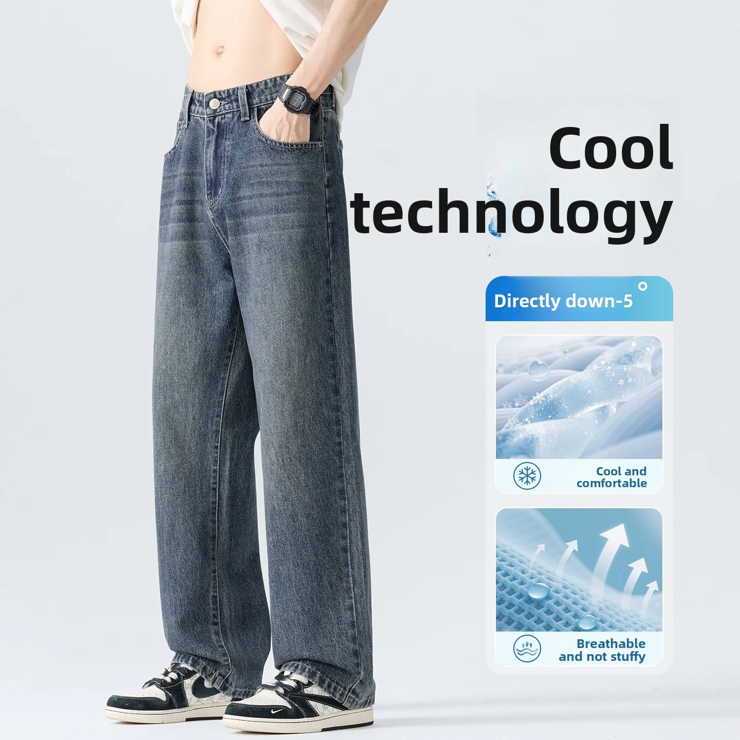 

New Men's Casual Jeans Spring Summer New Sle Versatile Comfortable Straight Leg Low Waist Dstring Unbranded Jeans