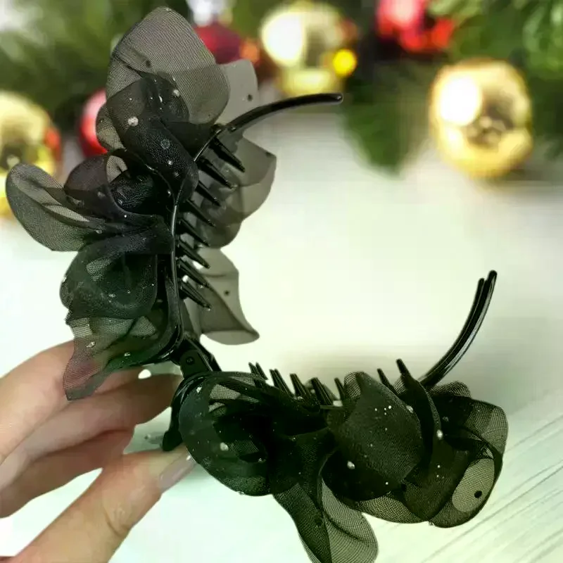 1Pc Elegant Wheat Spike Butterfly Knot Hair Clip For Women Back Of Head Chignon Tail Clip Versatile Shark Clamp