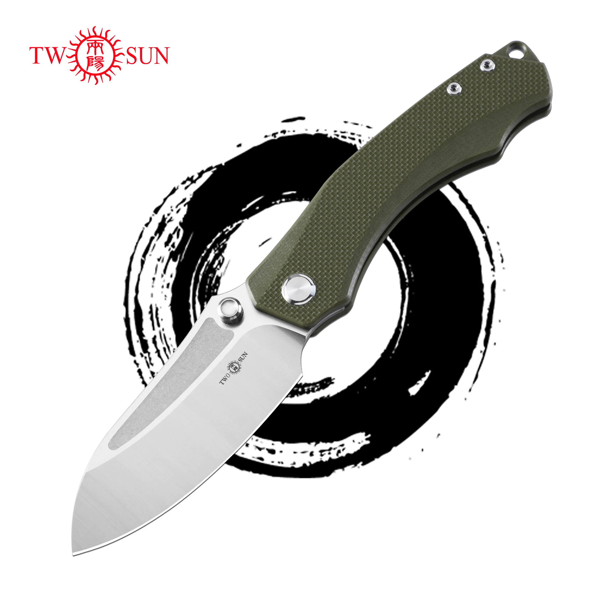 

TWOSUN TS425 Folding Knife Pocket EDC Tool K110 Steel Sheepsfoot Blade G10 Handle Outdoor Camping Hunting Survival for Men Knife