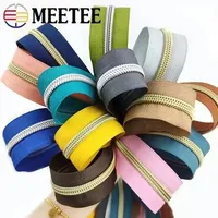 2/4/10/20M 5# Nylon Zippers Tapes Gold Silver Teeth Zipper for Sewing Bag Zips Purse Garment Zip Repair Kit DIY Accessories