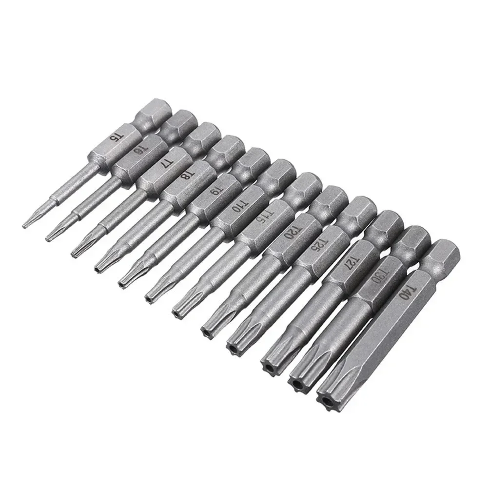 Alloy Steel 50mm Long Torx Screwdriver Bit 1/4" Hexagon Handle T5-T40 Magnetic Tip Screwdrivers Kit Drill Bit Hand Tools
