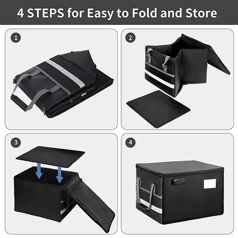 Firproof Document Box Office Large Capacity Waterproof Safe Case Zipper Lock Fireproof Document Bag for Valuables File Storage