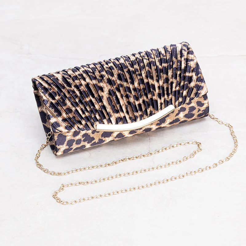 

Fashion Leopard Print Envelope Clutch Bag for Women Elegant Evening Party Purse Luxury Banquet Handbag Simple Chain Shoulder Bag
